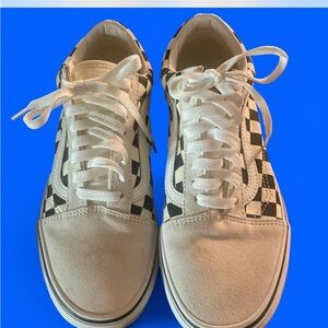 Vans Checkered Lace-Up Sneakers white and black